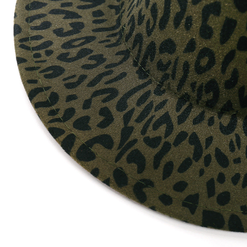 Wholesale Leopard Patterned Woolen Jazz Top Hats